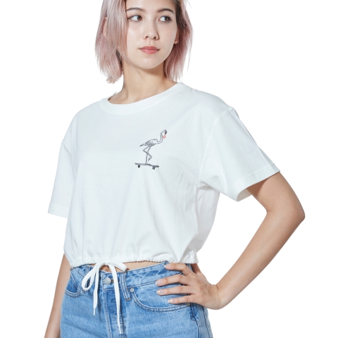 Skating Party S/S Crop Tee-WHT